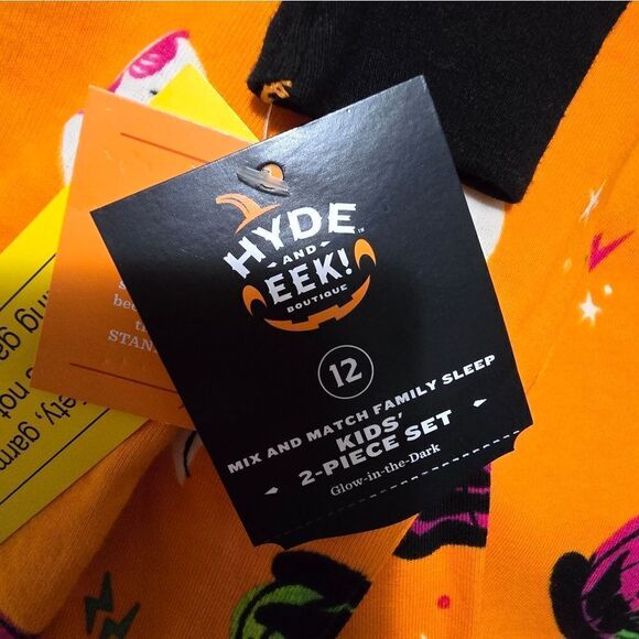 New Ghost Glow-in-the-Dark Unisex Big Kid Halloween Pajama Set Hyde & EEk, Sz 12 - Picture 10 of 10